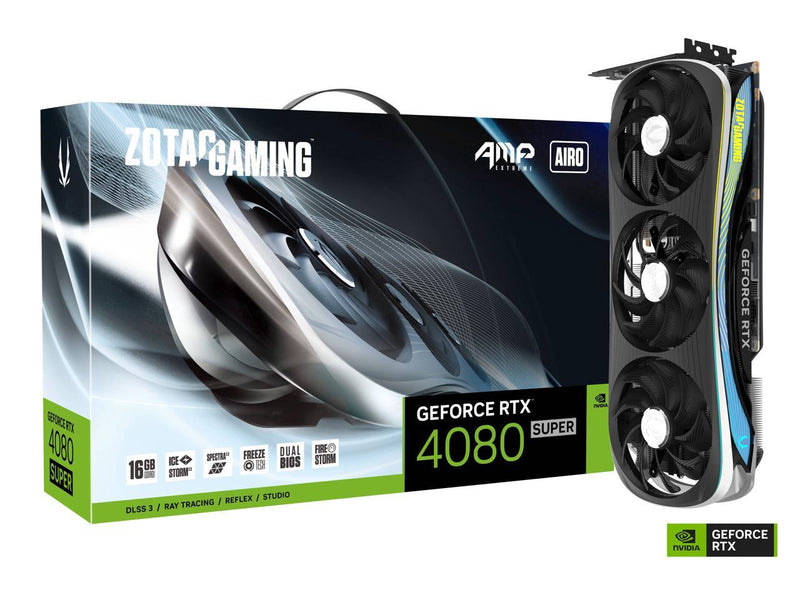 Carte Graphique Zotac Gaming GeForce RTX 4080 Super AMP Extreme AIRO Edition 16Gb GDDR6X - SPECTRA 2.0 ARGB Lighting