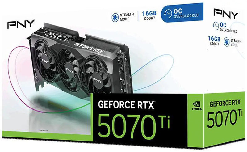 Carte Graphique PNY GeForce RTX 5070 Ti 16Gb Overclocked Triple Fan GDDR7 256-Bit PCI Express 5.0 DLSS 4.0