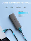 Boîtier Externe SSD M.2 NVMe vers USB-C/USB 3.2 Gen2 - 10 Gbit/s - Gris