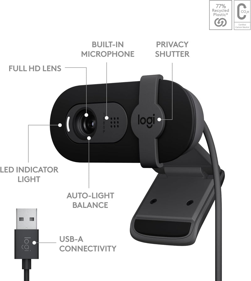 Webcam Logitech Brio 101 1080p avec microphone - USB