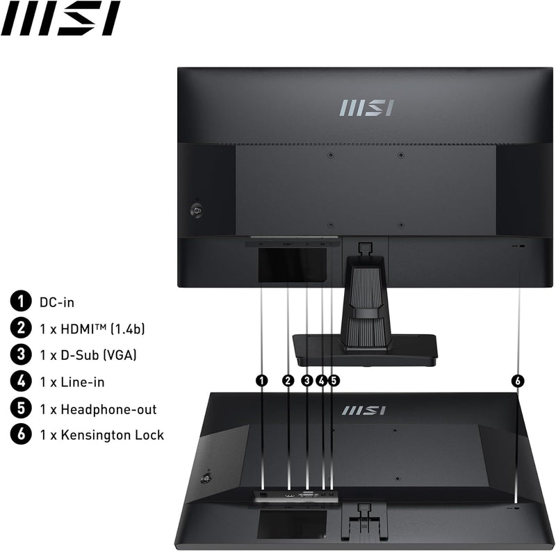 Moniteur MSI PRO MP251 25" IPS Full HD 1080p 1ms 100Hz VGA HDMI - Haut-Parleurs