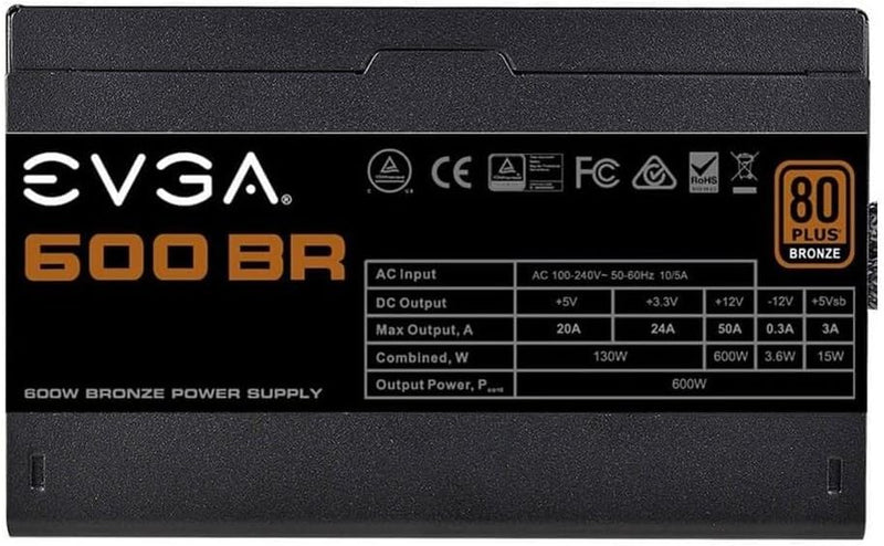 Alimentation EVGA BR 600W 80+ Bronze Ventilateur 120mm Silencieux