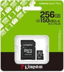Carte microSDXC Kingston Canvas Select Plus 256Gb (avec adaptateur SD)