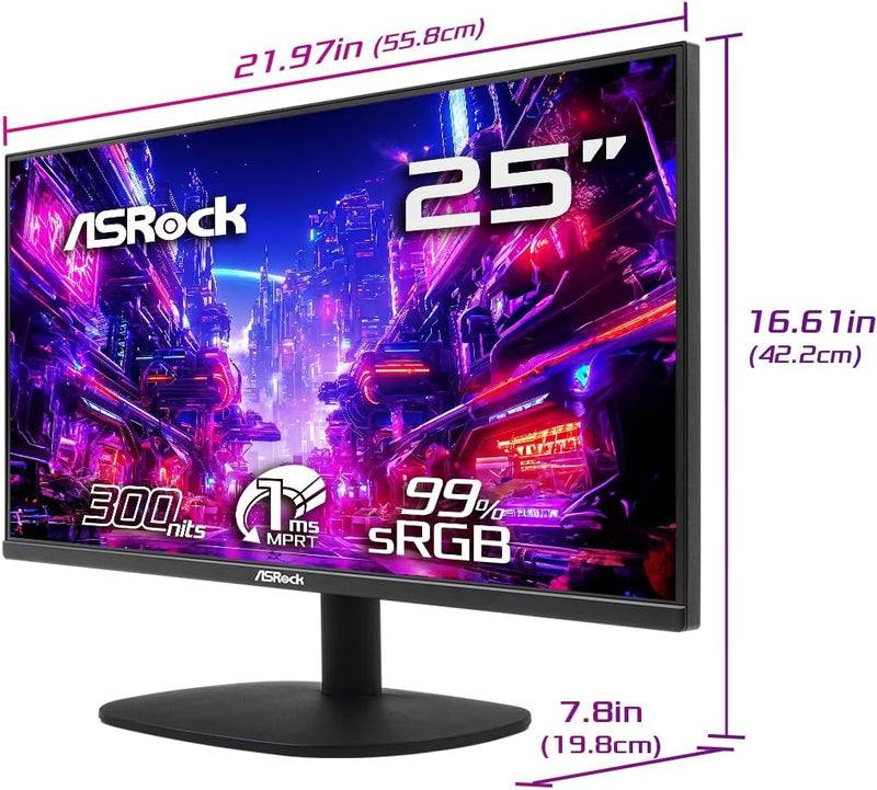 Moniteur Gaming ASRock CL25FF 25" IPS Full HD 1080p 100Hz 1ms HDMI