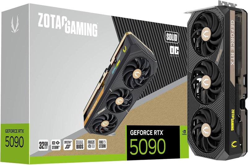 Carte Graphique ZOTAC Gaming GeForce RTX 5090 32GB SOLID OC Edition GDDR7 PCIe 5.0 - Spectra 2.0 ARGB Lighting