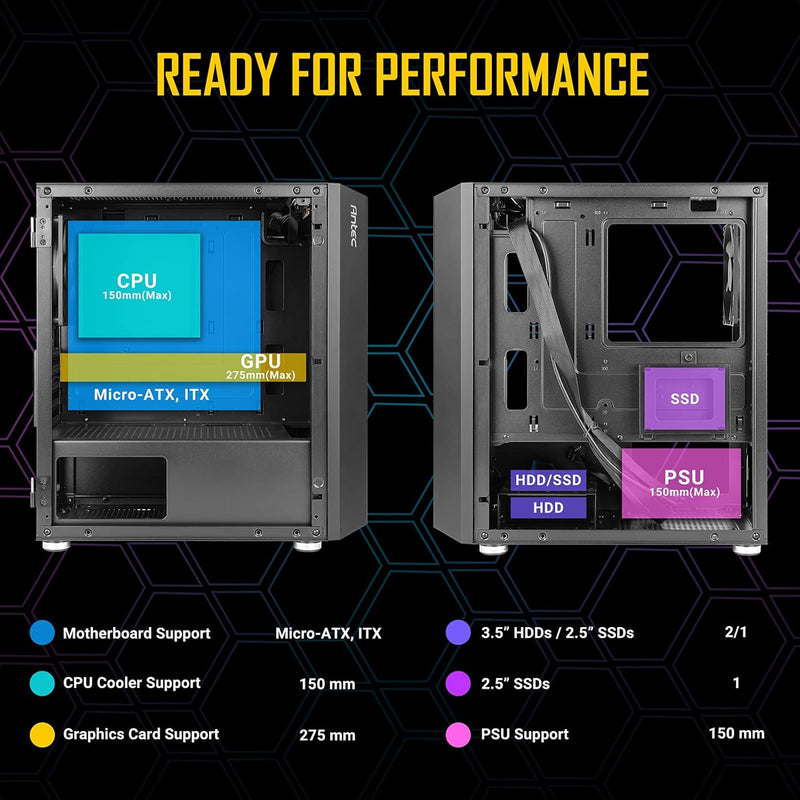 Boîtier Gaming Antec NX200M mATX Noir Vitré (3x 120mm RGB)