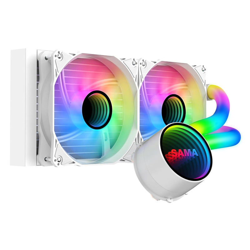 Refroidisseur Liquide SAMA PS240mm 2x120mm RGB Intel AMD - Blanc