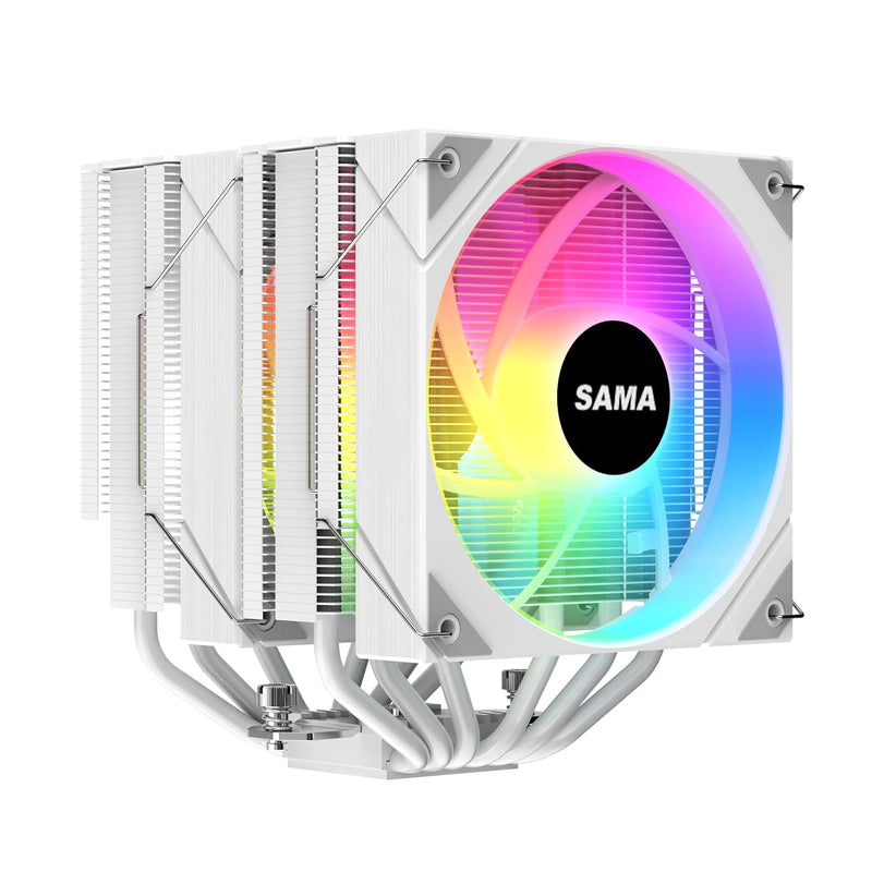 Refroidisseur Dual Tower SAMA 6PDW ARGB 2x120mm RGB Intel AMD - Blanc