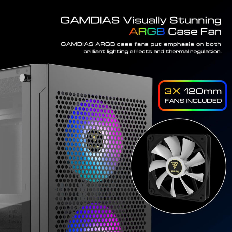 Boîtier Gaming Gamdias TALOS E3 mesh ATX 3x120mm RGB