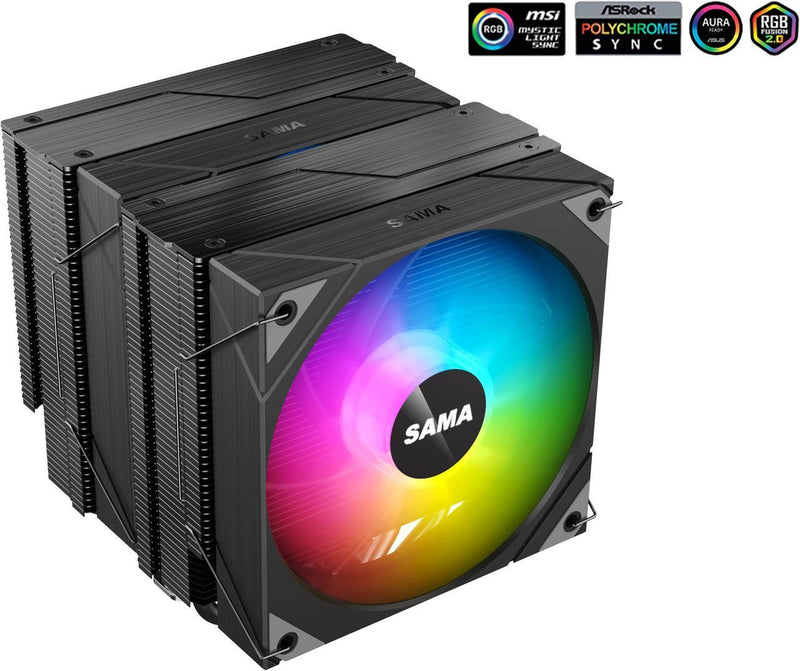 Refroidisseur Dual Tower SAMA 6PDW ARGB 2x120mm RGB Intel AMD - Noir