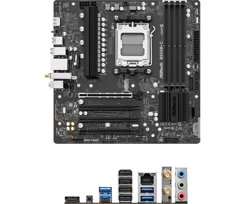 Trio AMD 7800X3D - Carte Mère Asrock B650M-C WIFI AM5 + AMD Ryzen 7 7800X3D + 32Gb DDR5-6400Mhz RGB