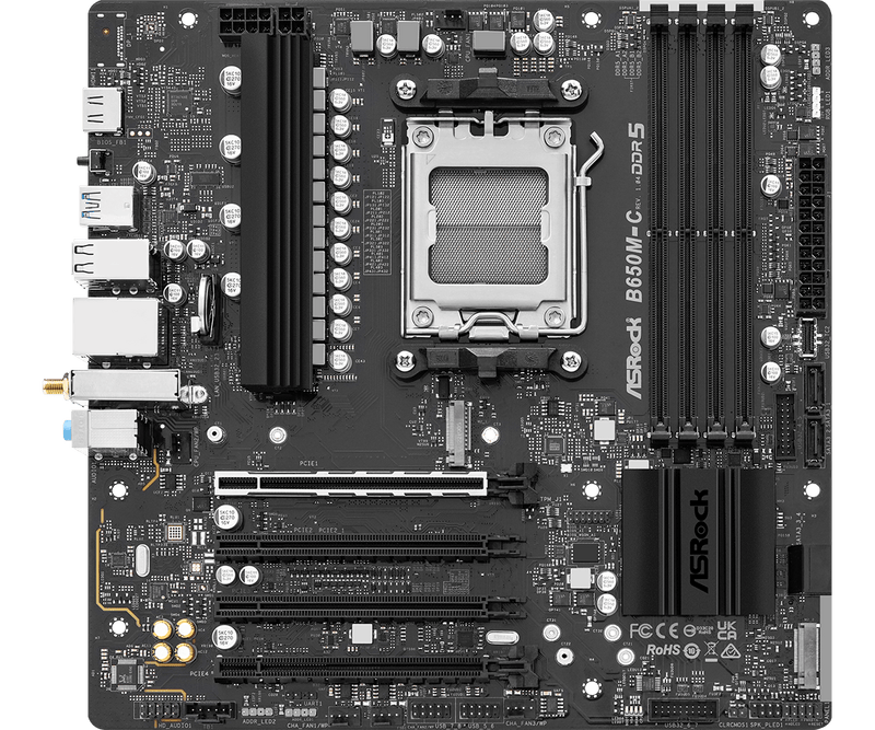 Trio AMD 7800X3D - Carte Mère Asrock B650M-C WIFI AM5 + AMD Ryzen 7 7800X3D + 32Gb DDR5-6400Mhz RGB