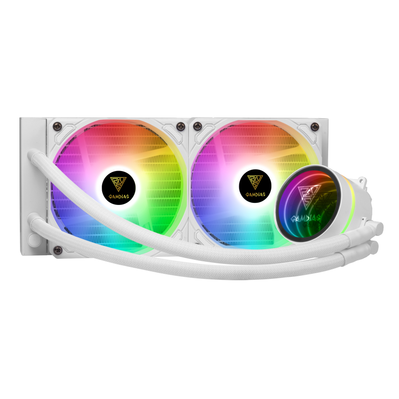 Refroidisseur Liquide Blanc Gamdias Chione M3-240W 240mm (2x Ventilateur 120mm) RGB Intel AMD 240W
