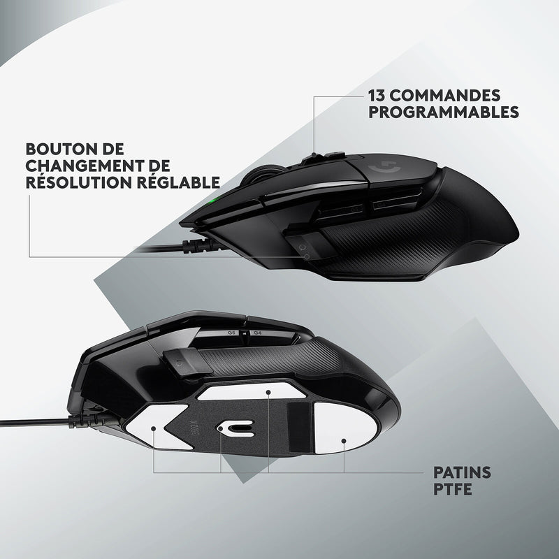 Souris Gaming USB Logitech G502 X Hero 25k Sensor DPI 13 Boutons - Noir