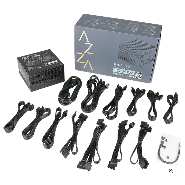 Alimentation Modulaire Azza 1000W 80+ Platinum ATX 3.1 Ventilateur 120mm Silencieux (30$ de rabais postal)