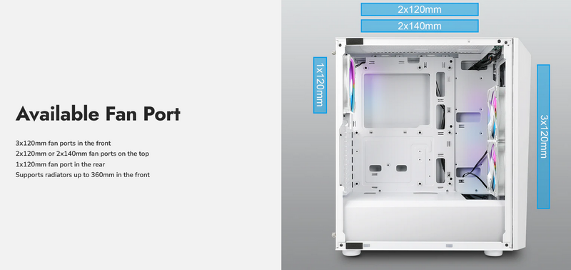 Boîtier Gaming Vitré AZZA Sentinel ATX Blanc 3x120mm RGB (15$ de rabais postal)