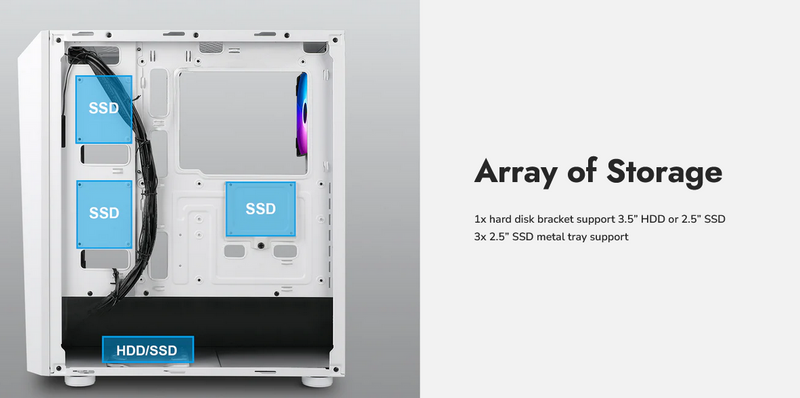 Boîtier Gaming Vitré AZZA Sentinel ATX Blanc 3x120mm RGB (15$ de rabais postal)