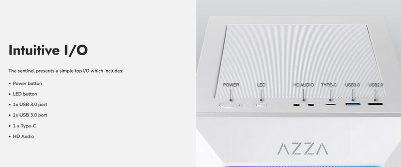 Boîtier Gaming Vitré AZZA Sentinel ATX Blanc 3x120mm RGB (15$ de rabais postal)