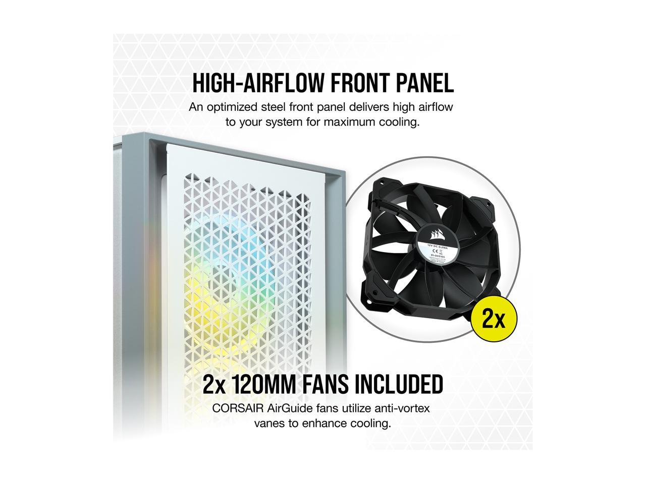 CORSAIR Boîtier PC 4000D Airflow - Moyen Tour - Verre trempé - Blanc  (CC9011201WW)