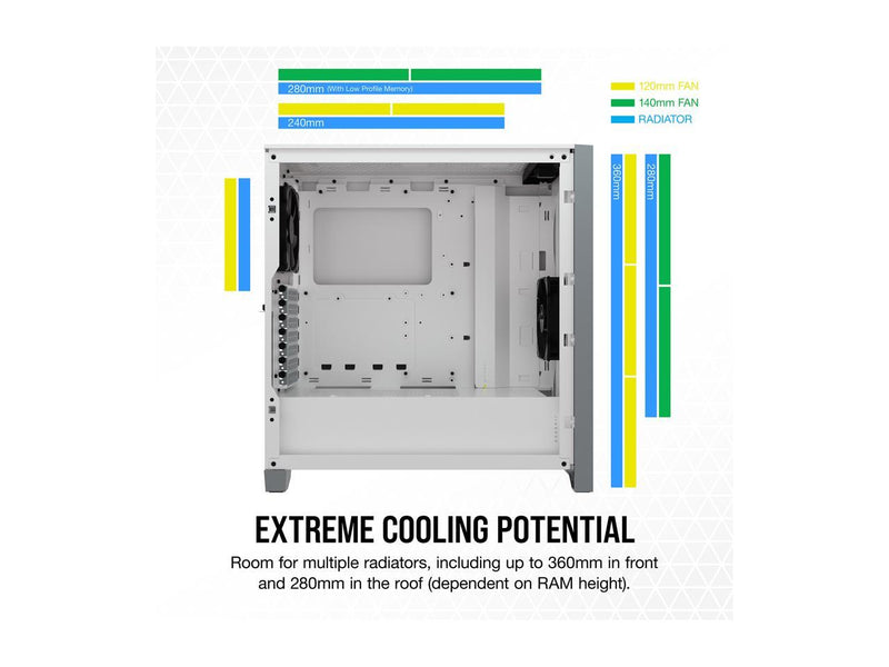 Boîtier Gaming Corsair 4000D AirFlow ATX Blanc Vitré