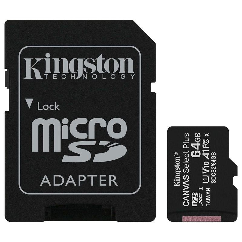 Carte microSDXC Kingston Canvas Select Plus 64Gb (avec adaptateur SD) - KindInformatique.com