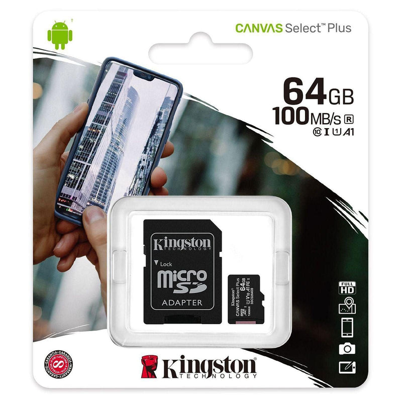 Carte microSDXC Kingston Canvas Select Plus 64Gb (avec adaptateur SD) - KindInformatique.com