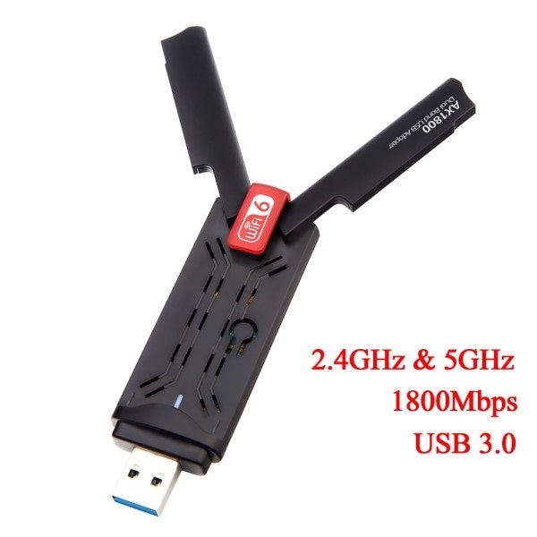 Adaptateur Réseau Sans Fil Wifi-6 Double Bande USB AX1800 avec antennes 2.4Ghz / 5Ghz
